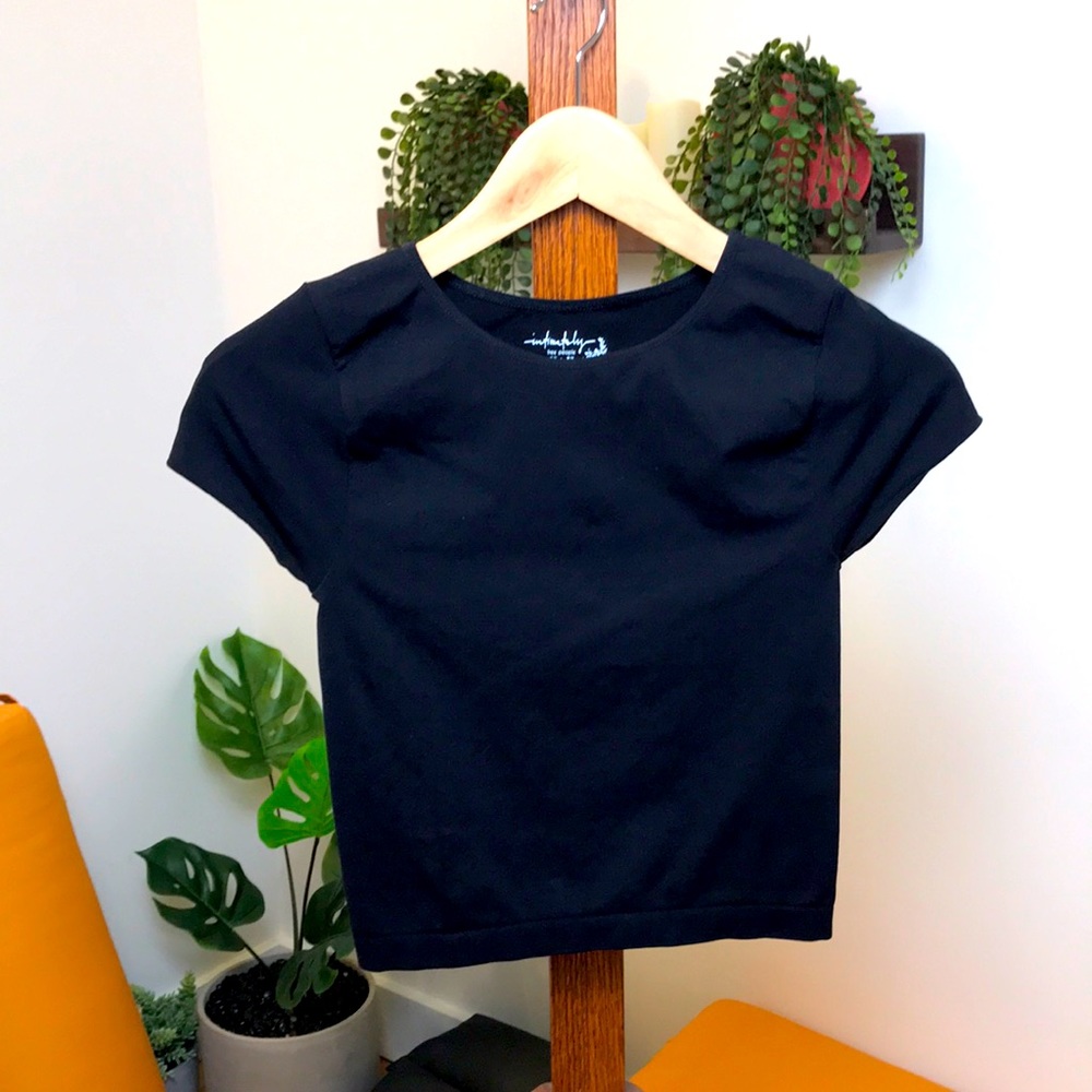 NEW Intimately Free People Black Crop Tee Top XS/S